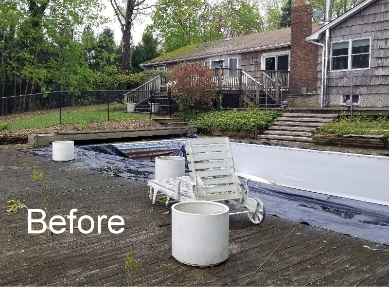 before shot of backyard redesign