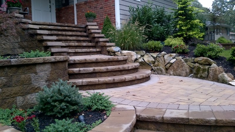 front porch staircase with landing area