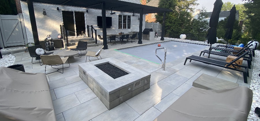 techo bloc blu grande pavers with fire pit